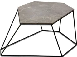 Casa Padrino Designer Couchtisch Grau mit Muster / Schwarz 75 x 58 x H. 35 cm - Luxus Wohnzimmertisch mit Marmorplatte