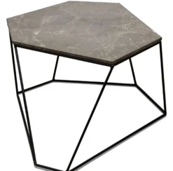 Casa Padrino Designer Couchtisch Grau mit Muster / Schwarz 75 x 58 x H. 35 cm - Luxus Wohnzimmertisch mit Marmorplatte