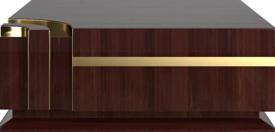 Casa Padrino Designer Couchtisch Dunkelbraun Hochglanz / Gold 120 x 120 x H. 52 cm - Quadratischer Wohnzimmertisch - Luxus Qualität