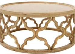 Casa Padrino Designer Couchtisch Naturfarben Ø 80 x H. 37 cm - Moderner Runder Holz Wohnzimmertisch