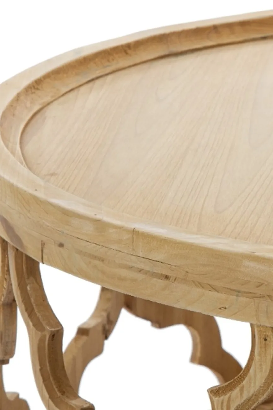 Casa Padrino Designer Couchtisch Naturfarben Ø 80 x H. 37 cm - Moderner Runder Holz Wohnzimmertisch