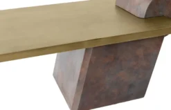 Casa Padrino Designer Couchtisch Messing / Antik Kupfer 115 x 60 x H. 53 cm - Wohnzimmertisch aus Glasfaserverstärktem Beton - Luxus Qualität