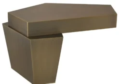Casa Padrino Designer Couchtisch Messingfarben 82 x 52 x H. 45 cm - Metall Wohnzimmertisch mit gebürsteter Messing Oberfläche und Zementfüllung - Luxus Qualität