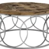 Casa Padrino Designer Couchtisch Braun / Silber Ø 81 x H. 44,5 cm - Designer Wohnzimmermöbel