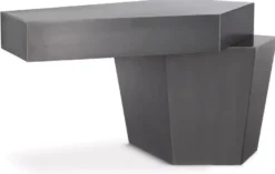 Casa Padrino Designer Couchtisch Grau 82 x 52 x H. 45 cm - Wohnzimmertisch mit gebürsteter Oberfläche - Wohnzimmer Möbel - Luxus Qualität