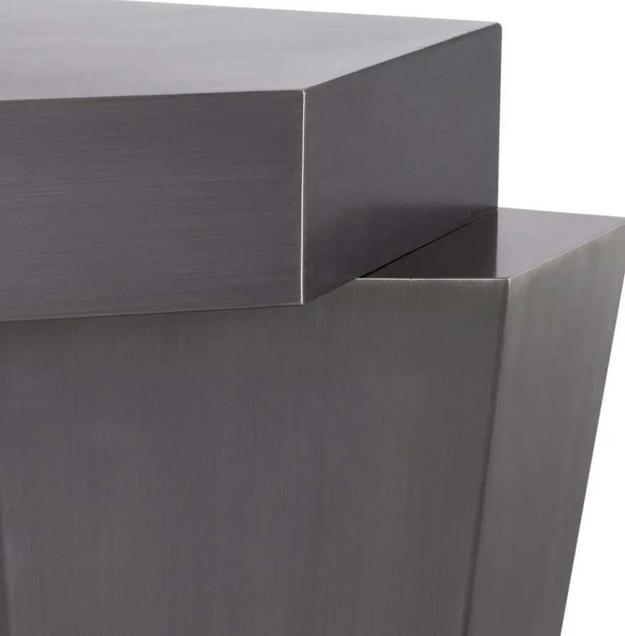 Casa Padrino Designer Couchtisch Grau 82 x 52 x H. 45 cm - Wohnzimmertisch mit gebürsteter Oberfläche - Wohnzimmer Möbel - Luxus Qualität