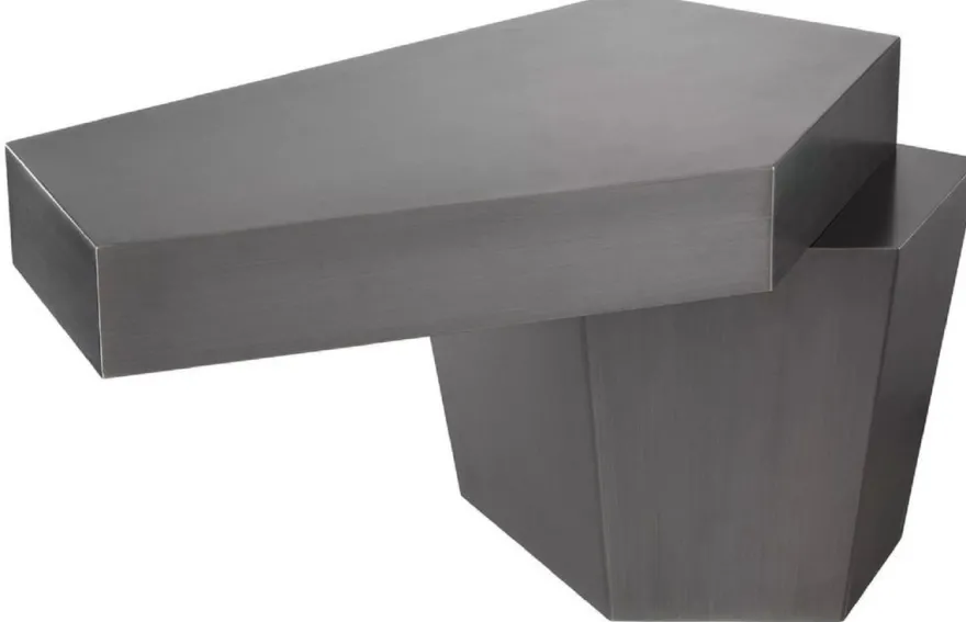 Casa Padrino Designer Couchtisch Grau 82 x 52 x H. 45 cm - Wohnzimmertisch mit gebürsteter Oberfläche - Wohnzimmer Möbel - Luxus Qualität