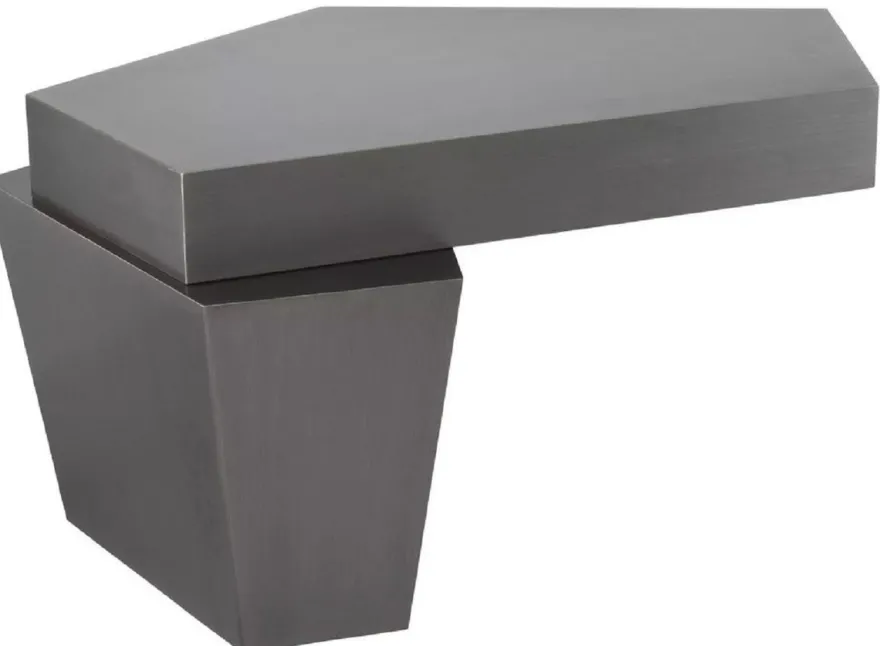 Casa Padrino Designer Couchtisch Grau 82 x 52 x H. 45 cm - Wohnzimmertisch mit gebürsteter Oberfläche - Wohnzimmer Möbel - Luxus Qualität