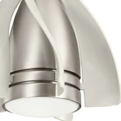 Casa Padrino Designer Deckenventilator mit LED Beleuchtung und Fernbedienung Silber / Champagnerfarben Ø 38 cm - Luxus Qualität