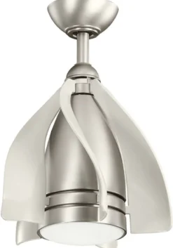 Casa Padrino Designer Deckenventilator mit LED Beleuchtung und Fernbedienung Silber / Champagnerfarben Ø 38 cm - Luxus Qualität