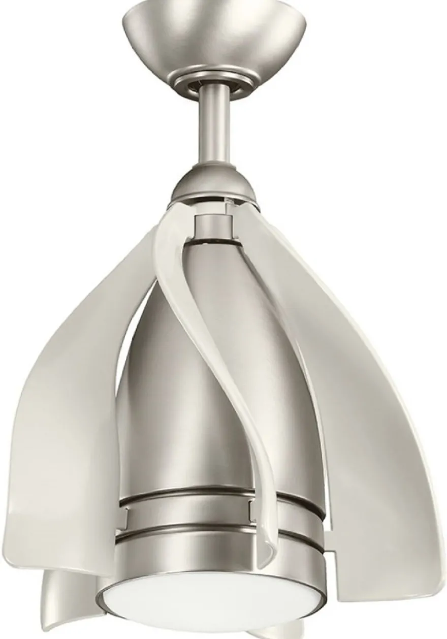 Casa Padrino Designer Deckenventilator mit LED Beleuchtung und Fernbedienung Silber / Champagnerfarben Ø 38 cm - Luxus Qualität