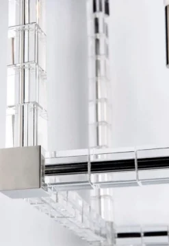Casa Padrino Designer Deckenleuchte Silber / Antik Messing 29 x 29 x H. 36 cm - Moderne Kristallglas Deckenlampe - Luxus Lampen