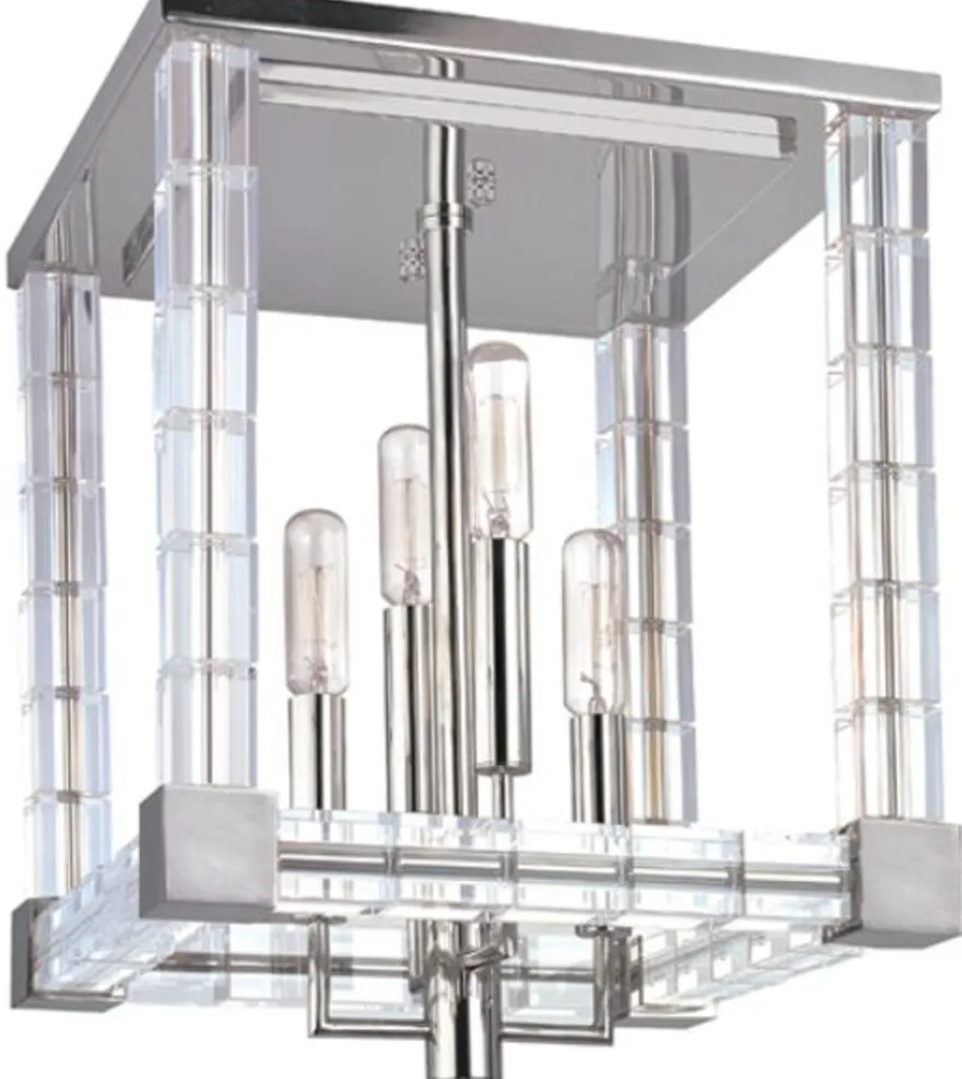 Casa Padrino Designer Deckenleuchte Silber / Antik Messing 29 x 29 x H. 36 cm - Moderne Kristallglas Deckenlampe - Luxus Lampen