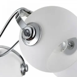 Casa Padrino Designer Deckenleuchte Silber / Weiß Ø 86 x H. 28 cm - Moderne Deckenlampe mit kugelförmigen Lampenschirmen