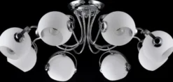 Casa Padrino Designer Deckenleuchte Silber / Weiß Ø 86 x H. 28 cm - Moderne Deckenlampe mit kugelförmigen Lampenschirmen