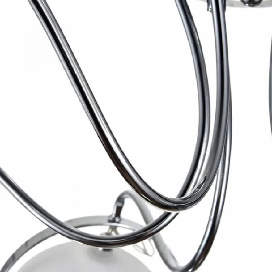 Casa Padrino Designer Deckenleuchte Silber / Weiß Ø 86 x H. 28 cm - Moderne Deckenlampe mit kugelförmigen Lampenschirmen