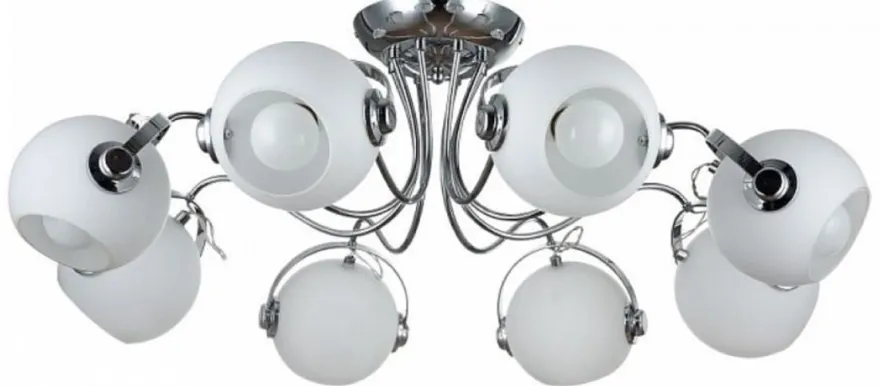 Casa Padrino Designer Deckenleuchte Silber / Weiß Ø 86 x H. 28 cm - Moderne Deckenlampe mit kugelförmigen Lampenschirmen