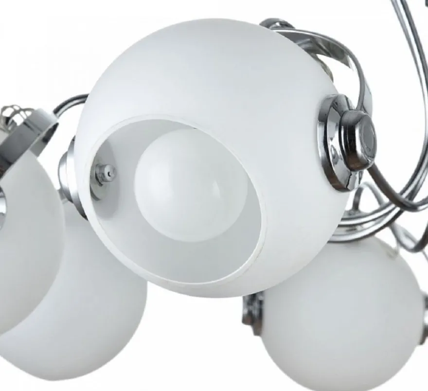 Casa Padrino Designer Deckenleuchte Silber / Weiß Ø 86 x H. 28 cm - Moderne Deckenlampe mit kugelförmigen Lampenschirmen