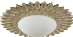 Casa Padrino Designer Deckenleuchte Cremegold / Weiß Ø 56 x H. 10,3 cm - Moderne Deckenlampe