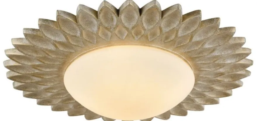 Casa Padrino Designer Deckenleuchte Cremegold / Weiß Ø 56 x H. 10,3 cm - Moderne Deckenlampe