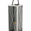 Casa Padrino Designer Deco Laterne Nickel Finish 30 x 30 x H. 83 cm - Luxus Laterne aus Edelstahl und Glas
