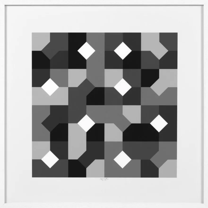 Casa Padrino Designer Deko Bilder Set Abstrakte Kunst Schwarz / Grau / Weiß 75 x H. 75 cm - Luxus Kunstdrucke mit Holzrahmen