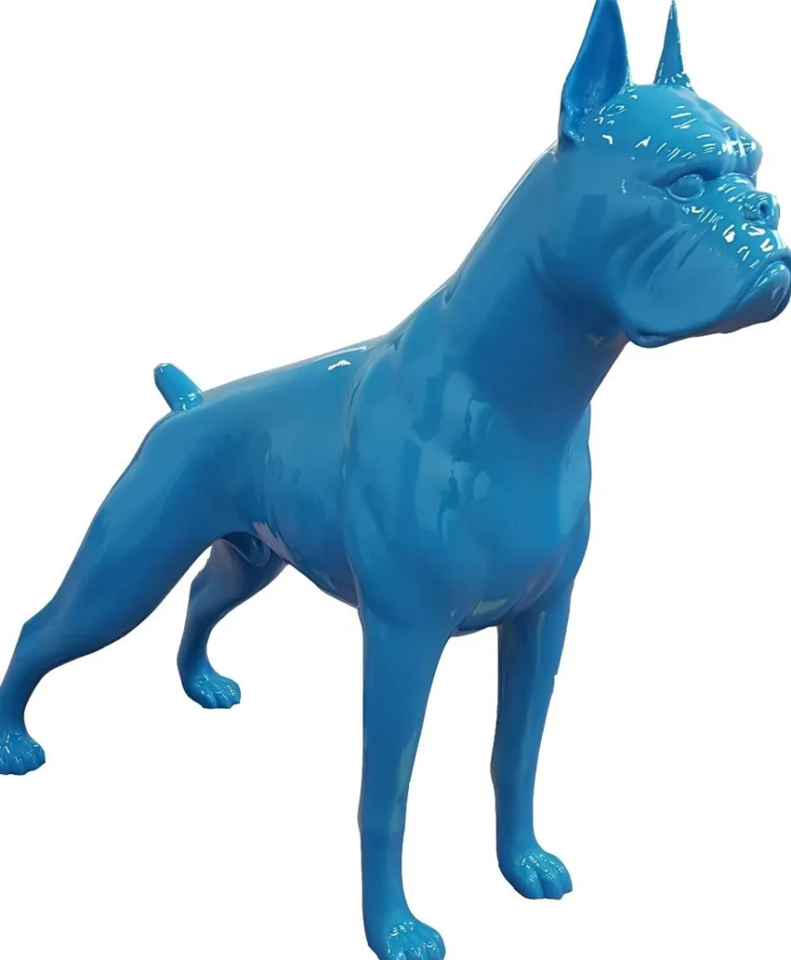 Casa Padrino Designer Dekofigur Boxer Hund Blau 190 x H. 173 cm - Riesige Skulptur - Gartendeko