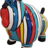 Casa Padrino Designer Dekofigur Alter Hund Mehrfarbig Gestreift 75 x H. 63 cm - Wetterbeständige Deko Skulptur - Wohnzimmer Deko - Garten Deko - Designer Deko Tierfigur