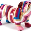 Casa Padrino Designer Dekofigur Hund Bulldogge Mehrfarbig Gestreift 55 x H. 32 cm - Wetterbeständige Deko Skulptur - Wohnzimmer Deko - Garten Deko - Deko Accessoires
