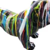 Casa Padrino Designer Dekofigur Hund Bulldogge Schwarz / Mehrfarbig 55 x H. 32 cm - Wetterbeständige Deko Skulptur - Wohnzimmer Deko - Garten Deko - Designer Deko Tierfigur