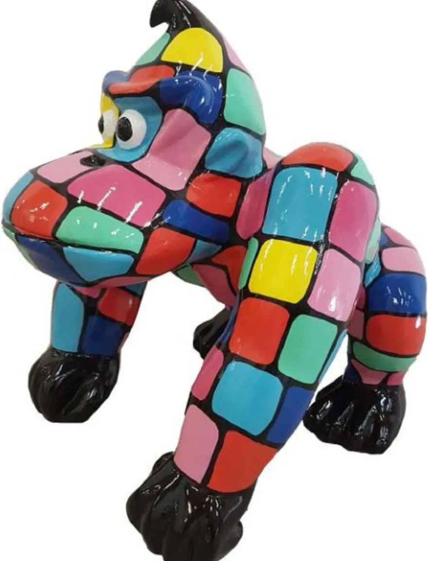Casa Padrino Designer Dekofigur Gorilla Affe Mehrfarbig H. 70 cm - Wetterbeständige Deko Skulptur - Wohnzimmer Garten Terrassen Deko