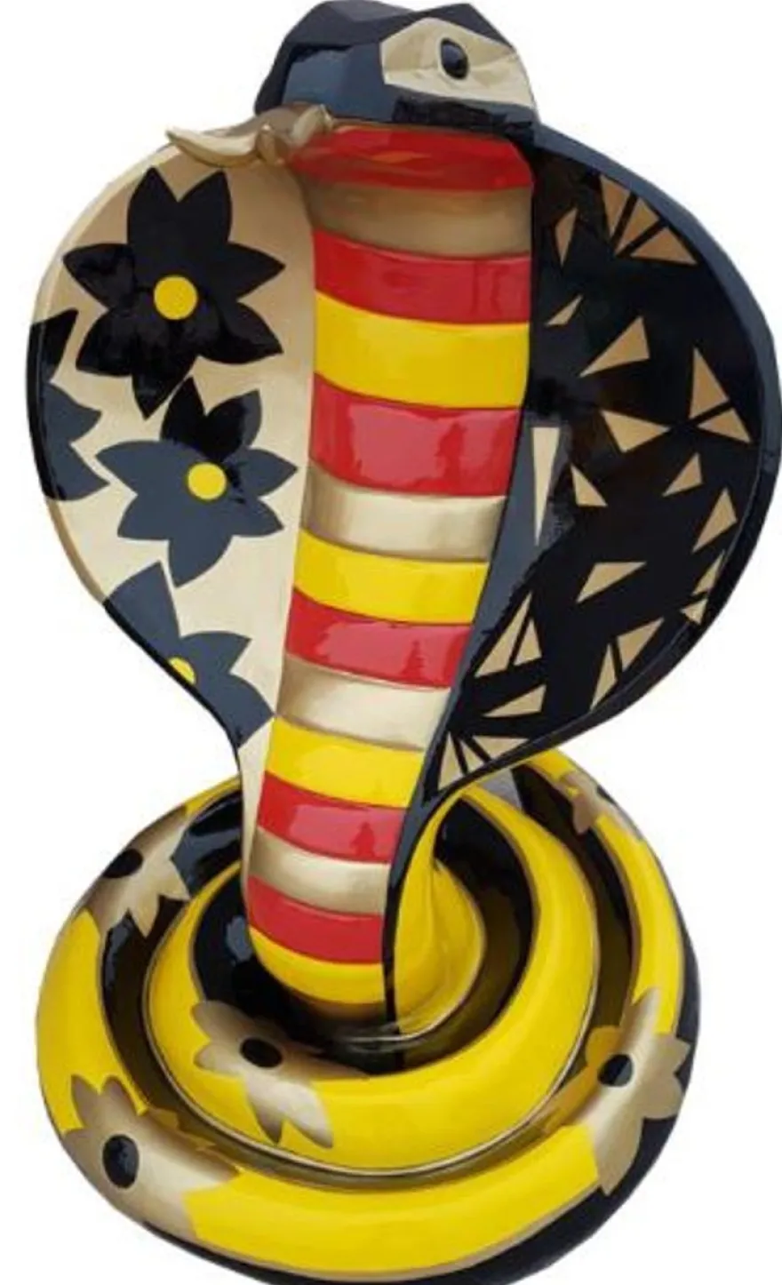 Casa Padrino Designer Dekofigur Cobra Schlange Bunt H. 90 cm - Wohnzimmer Deko Skulptur - Gartendeko Skulptur - Wetterbeständige Tierfigur