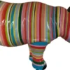 Casa Padrino Designer Dekofigur Nashorn mit Streifen Mehrfarbig 175 x H. 80 cm - Riesige Deko Skulptur - Gartenfigur - Gartendeko