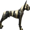 Casa Padrino Designer Dekofigur Hund Deutsche Dogge Schwarz / Gold 125 x H. 110 cm - Lebensgroße Deko Skulptur - Wetterbeständige Tierfigur