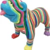 Casa Padrino Designer Dekofigur Hund Bulldogge Mehrfarbig Gestreift 90 x H. 74 cm - Wetterbeständige Deko Skulptur - Wohnzimmer Deko - Garten Deko - Designer Deko Tierfigur