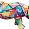 Casa Padrino Designer Dekofigur Nashorn Mehrfarbig 75 x H. 35 cm - Wohnzimmer Deko Skulptur - Gartendeko Skulptur - Wetterbeständige Tierfigur