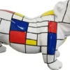 Casa Padrino Designer Dekofigur Hund Bulldogge Weiß / Mehrfarbig 55 x H. 32 cm - Wetterbeständige Deko Skulptur - Wohnzimmer Deko - Garten Deko - Designer Deko Tierfigur