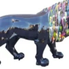 Casa Padrino Designer Dekofigur Löwe Schwarz / Mehrfarbig 190 x 61 x H. 140 cm - Riesige Lebensgroße Skulptur - Gartendeko
