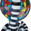 Casa Padrino Designer Dekofigur Cobra Schlange Schwarz / Weiß / Bunt H. 90 cm - Wohnzimmer Deko Skulptur - Gartendeko Skulptur - Wetterbeständige Tierfigur