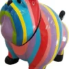 Casa Padrino Designer Dekofigur Alter Hund Bunt Gestreift 75 x H. 63 cm - Wetterbeständige Deko Skulptur - Wohnzimmer Deko - Garten Deko - Designer Deko Tierfigur
