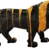 Casa Padrino Designer Dekofigur Löwe Schwarz / Orange 190 x 61 x H. 140 cm - Riesige Lebensgroße Skulptur - Gartendeko