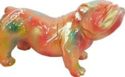 Casa Padrino Designer Dekofigur Hund Bulldogge Mehrfarbig 55 x H. 32 cm - Wetterbeständige Deko Skulptur - Wohnzimmer Deko - Garten Deko - Designer Deko