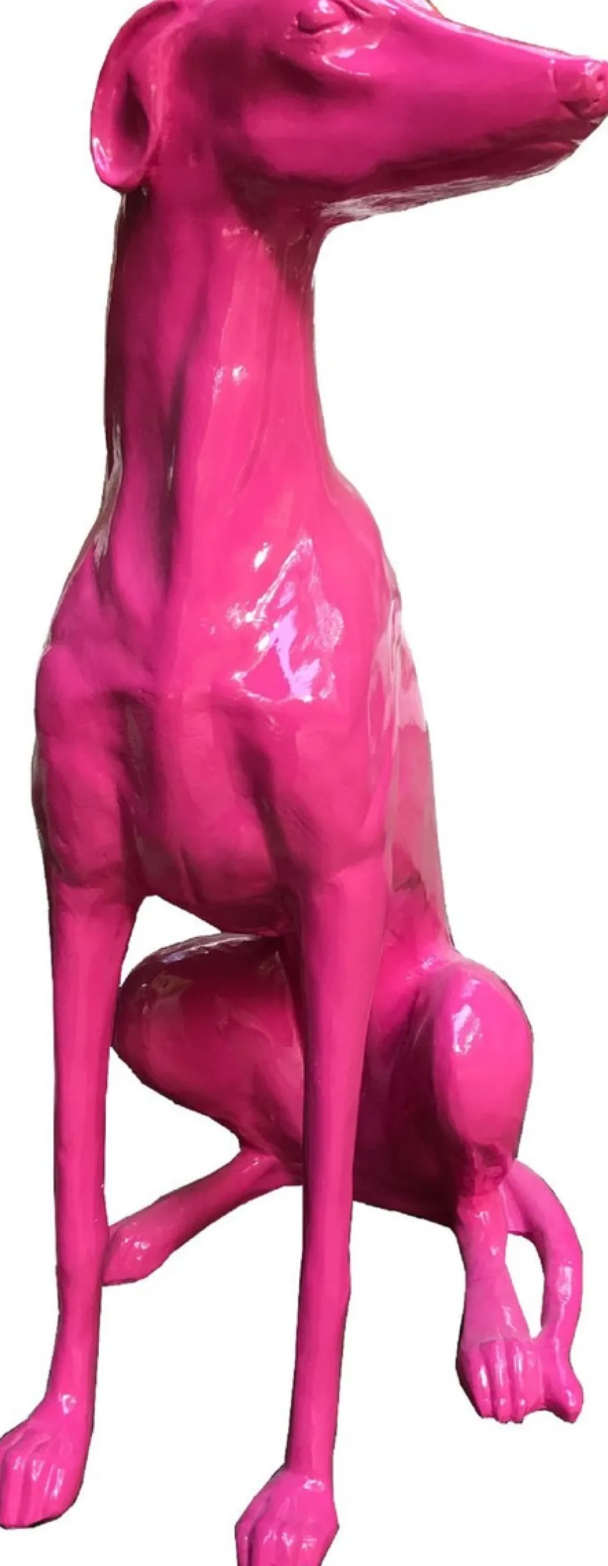 Casa Padrino Designer Dekofigur Windhund Rosa 35 x 55 x H. 80 cm - Wetterbeständige Deko Skulptur - Wohnzimmer Deko - Garten Deko - Deko Tierfigur