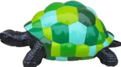 Casa Padrino Designer Dekofigur Schildkröte Schwarz / Grün / Blau 110 x 48 x H. 45 cm - Wetterbeständige Deko Skulptur - Wohnzimmer Deko - Garten Deko - Designer Deko Tierfigur