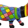 Casa Padrino Designer Dekofigur Nilpferd Bunt 120 x H. 60 cm - Deko Skulptur - Gartenfigur - Wetterbeständige Gartendekoration