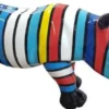 Casa Padrino Designer Dekofigur Nashorn Bunt Gestreift 75 x H. 35 cm - Wohnzimmer Deko Skulptur - Gartendeko Skulptur - Wetterbeständige Tierfigur