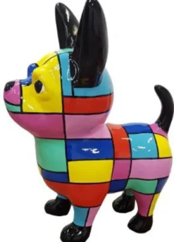 Casa Padrino Designer Dekofigur Chihuahua Hund Mehrfarbig H. 55 cm - Wetterbeständige Deko Skulptur - Wohnzimmer Deko - Garten Deko - Designer Deko Tierfigur