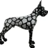 Casa Padrino Designer Dekofigur Hund Deutsche Dogge Schwarz / Silber 125 x H. 110 cm - Lebensgroße Deko Skulptur - Wetterbeständige Tierfigur
