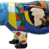 Casa Padrino Designer Dekofigur Nilpferd Blau / Mehrfarbig 180 x H. 79 cm - Deko Skulptur - Riesige Gartenfigur - Gartendekoration