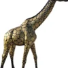 Casa Padrino Designer Deko Giraffe Schwarz / Gold H. 320 cm - Riesige Dekofigur - Lebensgroße Tierfigur - Gartendeko Skulptur
